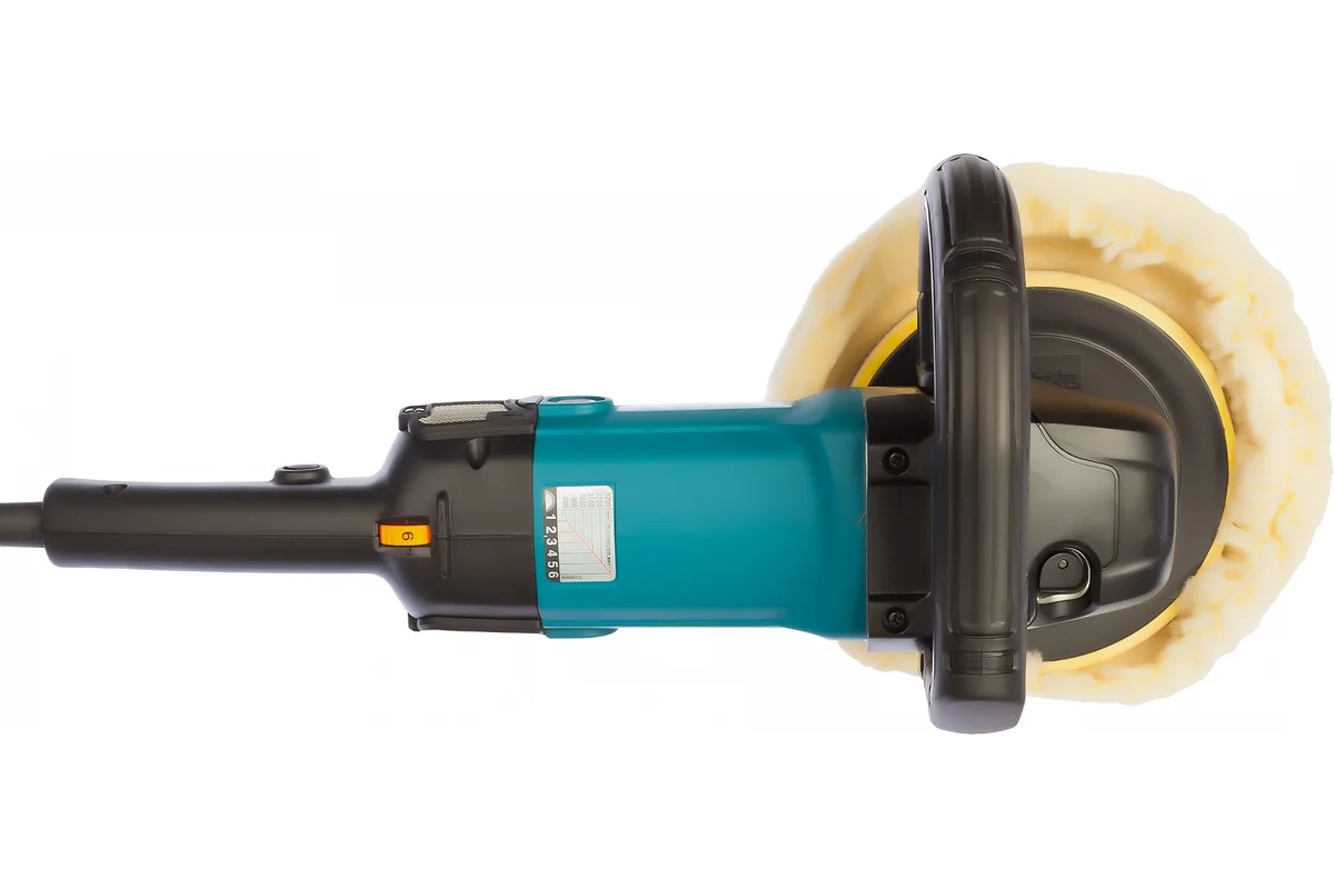 Makita 9237CB Полир. шлифмашина, 1,2кВт, Ø180мм, 3200 об/мин, пл. пуск, рег. об.,3,4кг
