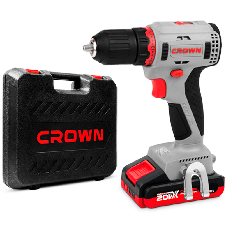 Аккумуляторный шуруповерт CROWN CT21091 HX-2 BMC 20В, 2,0Ач, 35/55Нм