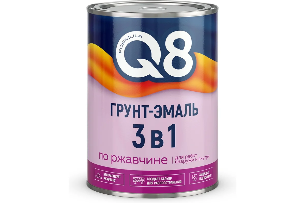 Грунт-эмаль по ржавчине Formula Q8 3 в 1, полуматовая, 0,8 кг, белая
