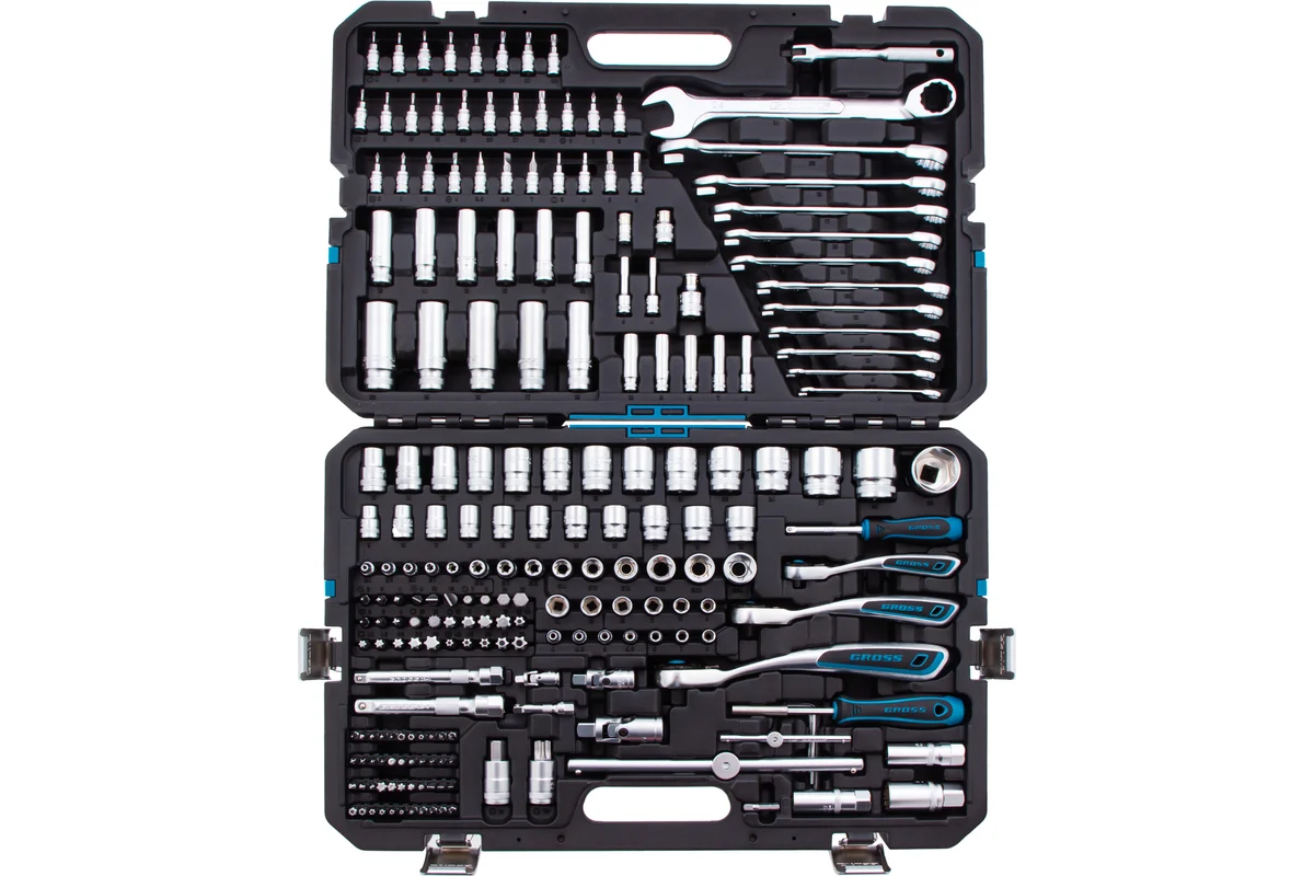 Набор инструментов 216 предметов, 120 зубьев, CrV 1/2", 3/8", 1/4"// Gross