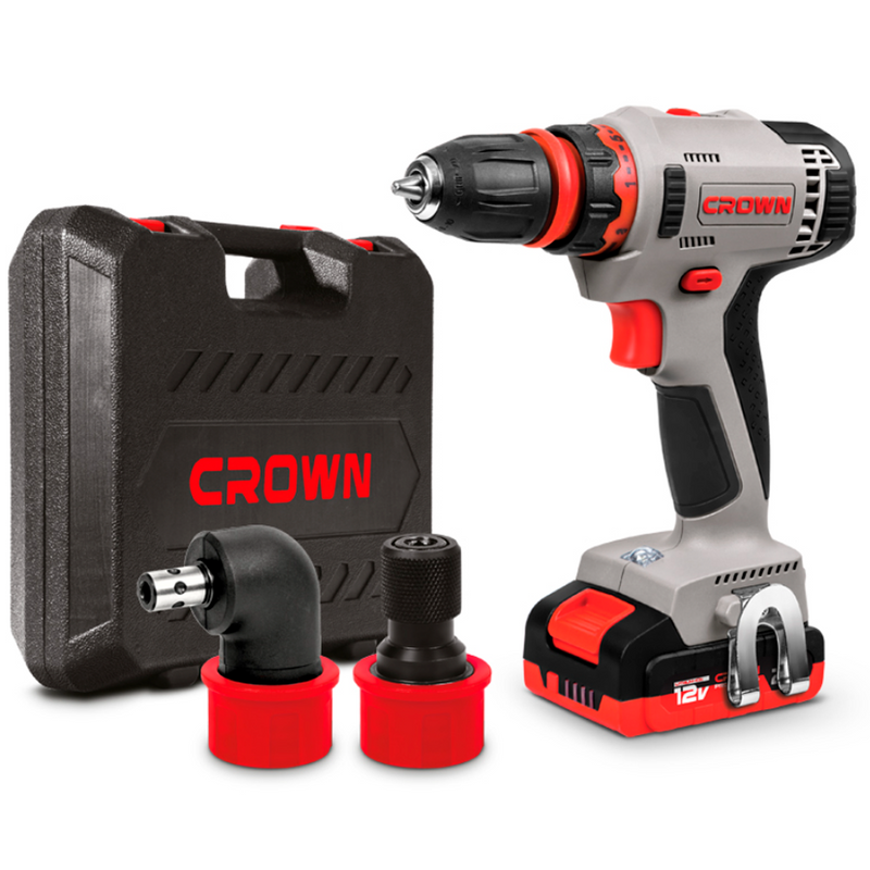 Аккум.шуруповерт CROWN CT21081HQ-2 BMC,12B,2x2АчLi-ion,БЗП-10мм,0-380/1260об/м,19/30Нм.б/с угл.держа
