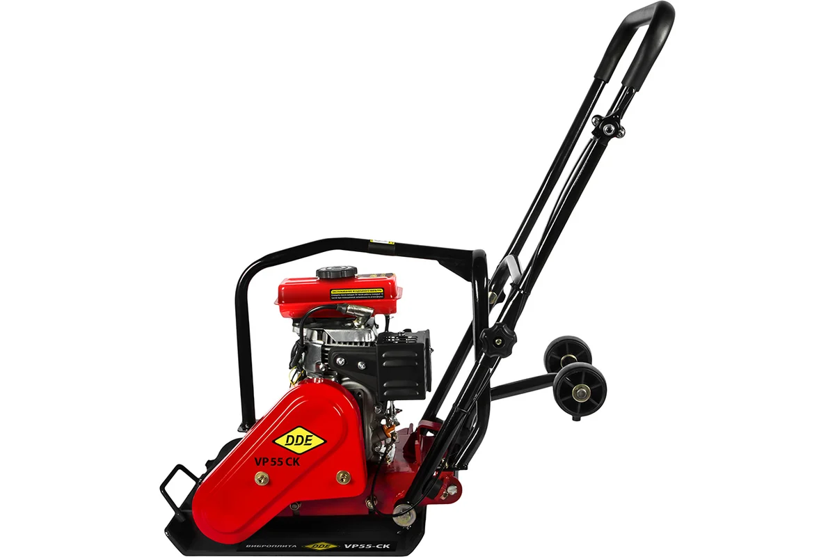 Виброплита DDE  VP55-CK (дв. Loncin, 2,8 л.с., плита 430×310 мм, до 250 кв. м/час, 58 кг, гл. упл. 2