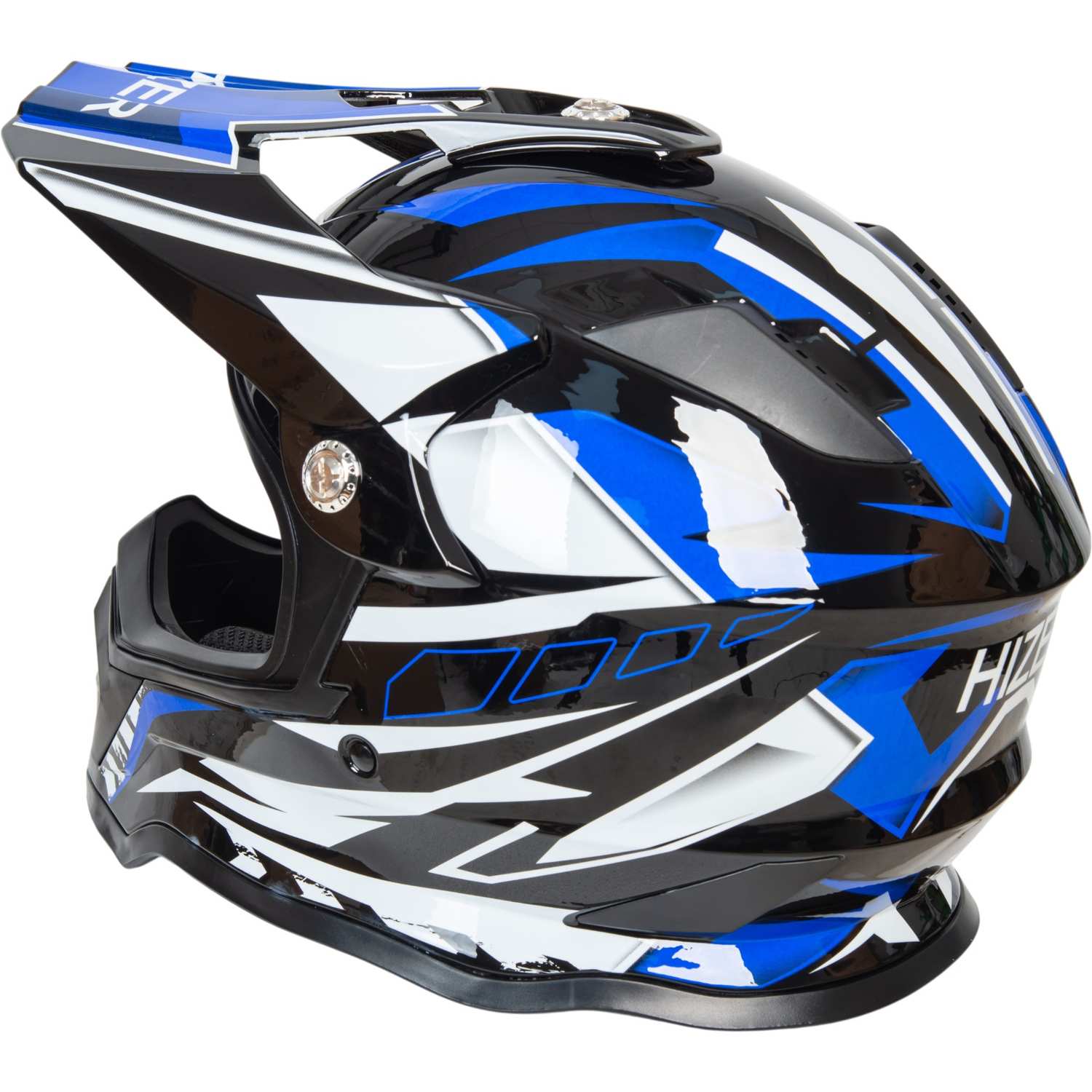 Шлем мото кроссовый HIZER B6197 #4 (XL) black/blue/white