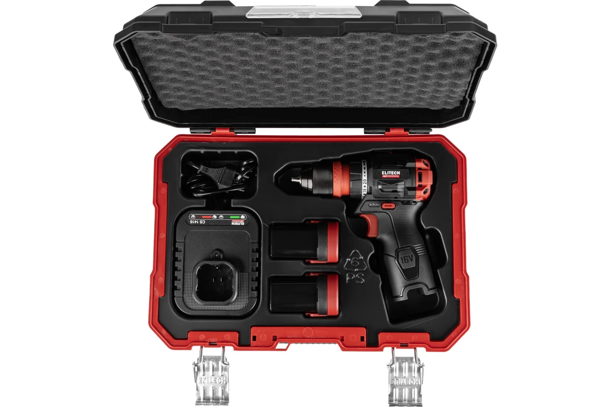Дрель мультифункциональная ELITECH HD CD 16UL2 16В, 55Нм, 2х2Ач