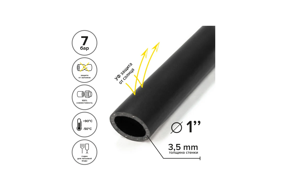 Шланг ТЭП 1" 25 м BLACK резиновый армир морозостойкий