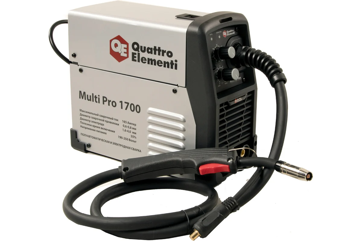 Аппарат полуавтомат. сварки, инвертор QUATTRO ELEMENTI Multi Pro 1700 (165A, 3 вида сварки MIG/MMA/T