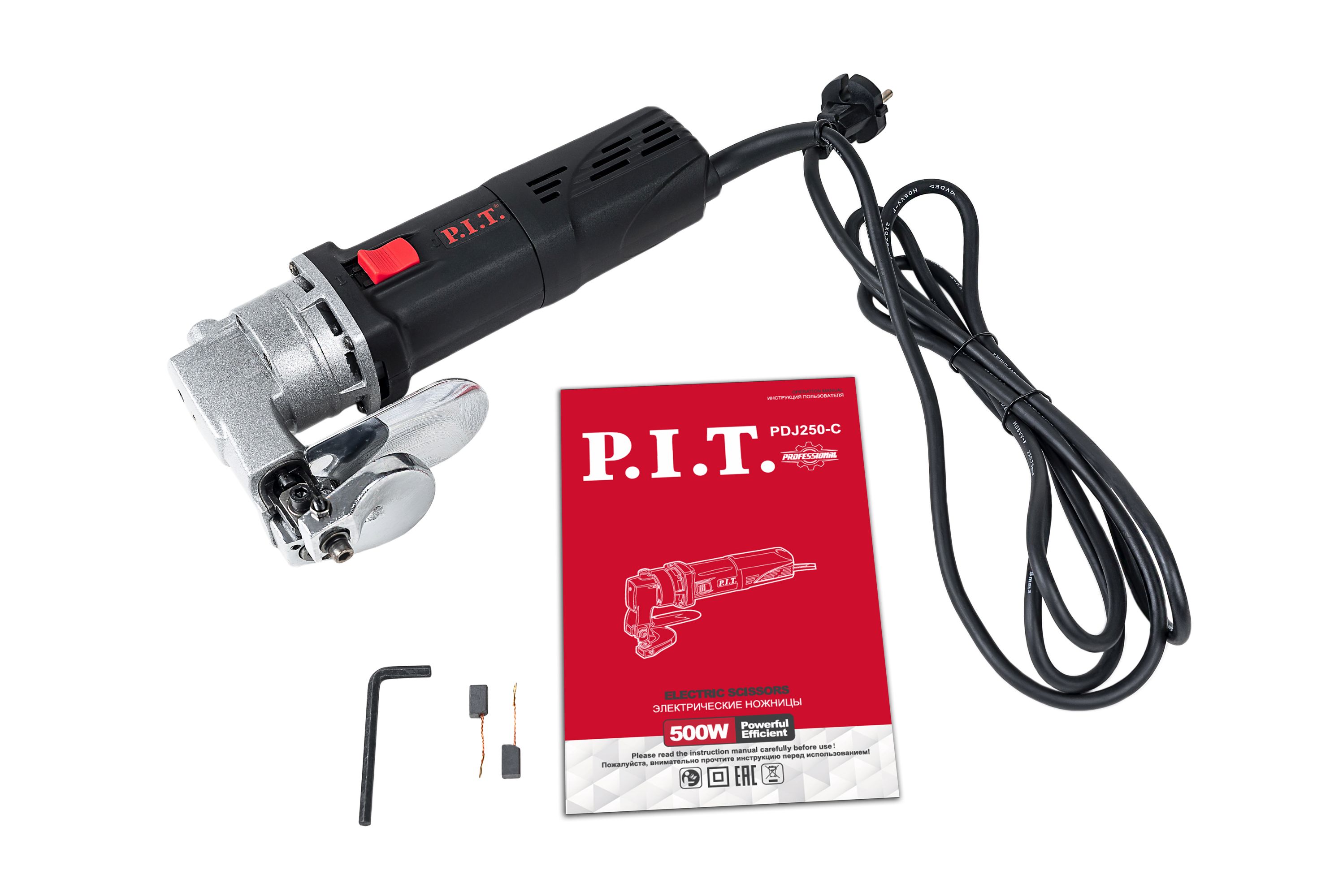 Ножницы по металлу электрич. P.I.T. PDJ250-C (500Вт, 2600ход/мин, толщина реза стали 1,6-2,5мм)