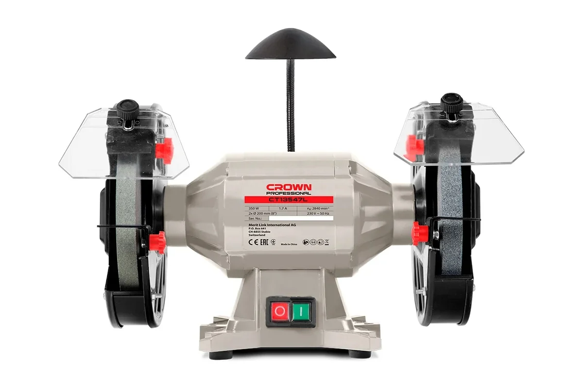 Точильный станок CROWN CT13547L, 350 Вт, 2840 об/мин,  круг 200х32/12,7 мм, 12 кг