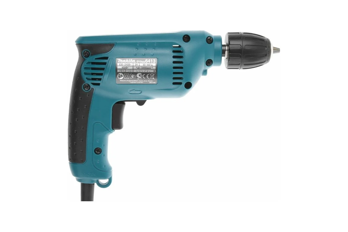 Makita Дрель монтажная  6413,  450Вт, БЗП 10 мм,0-3000об/мин, 1,2кг.