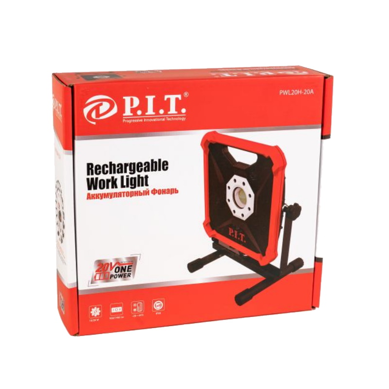 Фонарь аккум. P.I.T. PWL20H-20A SOLO (20В, 10/20 Вт, 900/1900 Лм, поворот 360°, LED)