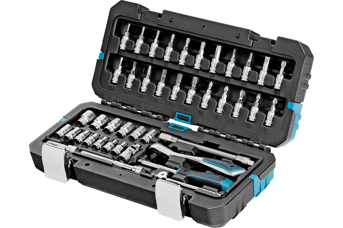 Набор инструментов, 1/4", CrV, 120 зубьев, 42 предмета// Gross