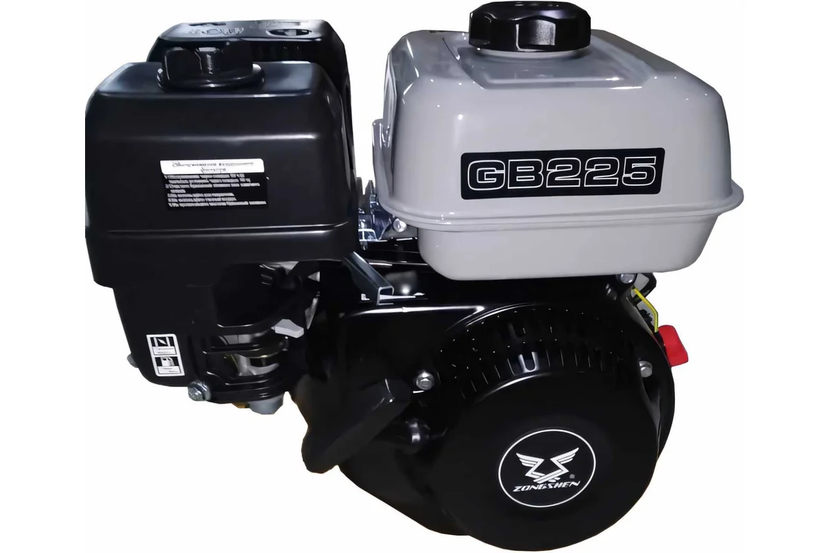 Двигатель бенз. Zongshen ZS GB225S , 4-такт.7.5 л.с, V223см3, гор. вал Ø20мм, бак 3,6л, ручн. старт