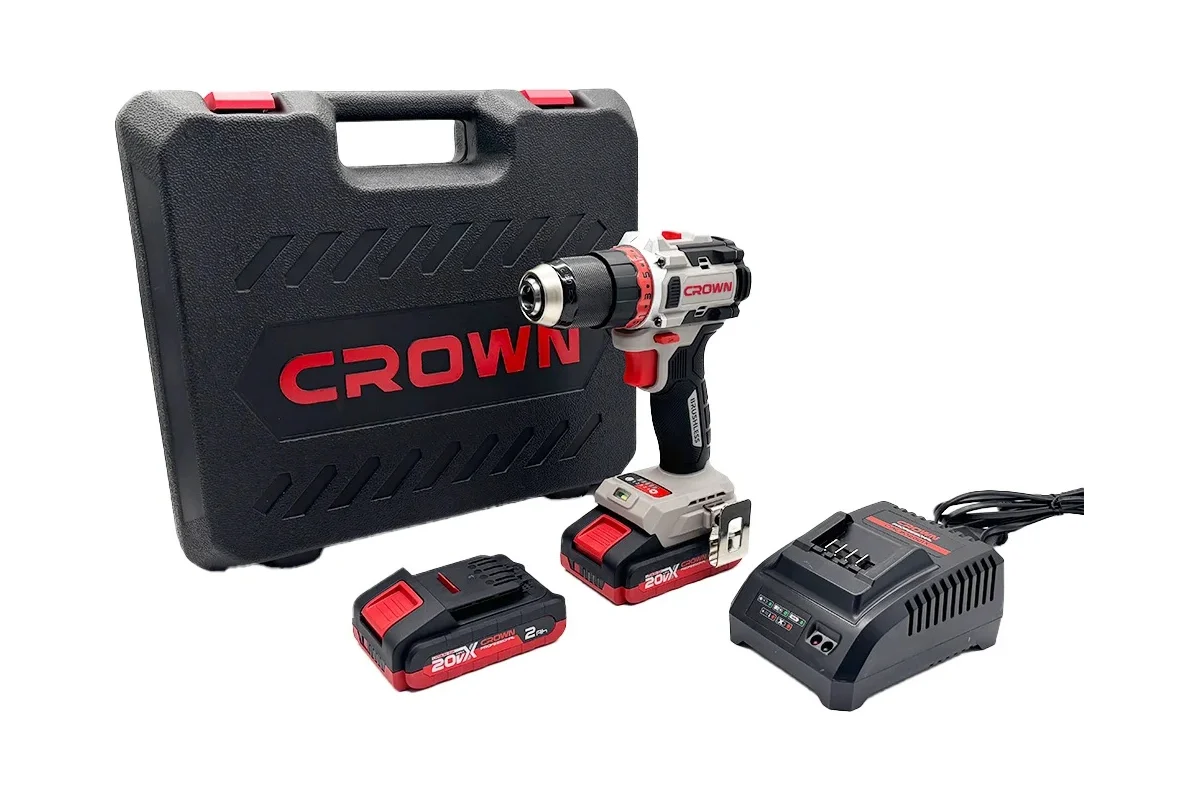 Аккумуляторная дрель-шуруповерт BL CROWN CT21128HMX-2 BMC 20В, 2*2.0Ач, 30/50Нм, кейс