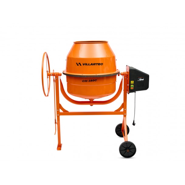 Бетоносмеситель VILLARTEC CM180C, 220В, 600Вт,чугун. венец, ,бак 160л, V готовой смеси 90л