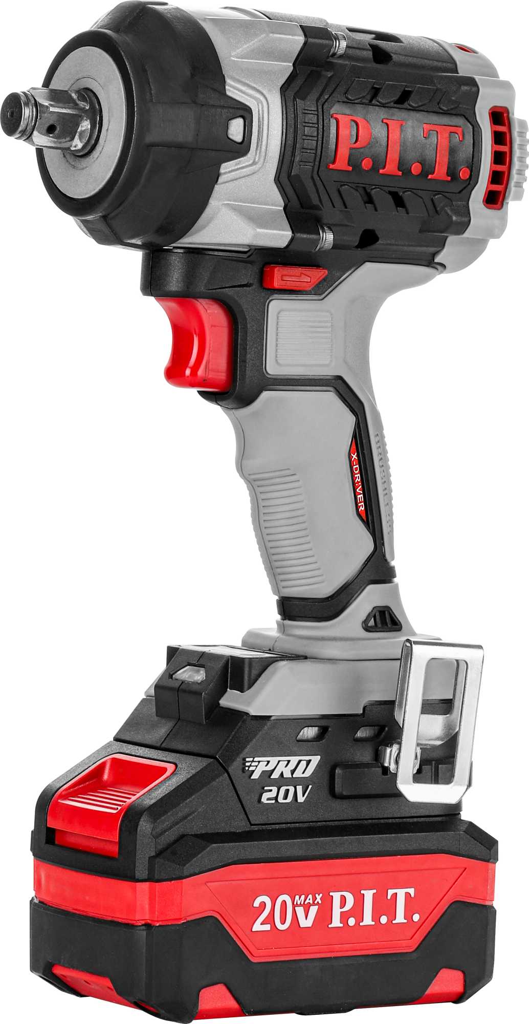 Гайковерт IMPACT аккум. бесщеточный P.I.T. PIW20H-600A/2 (20В, 600Нм, 1/2", 3ск, 0-2800уд/мин,2х4Ач)