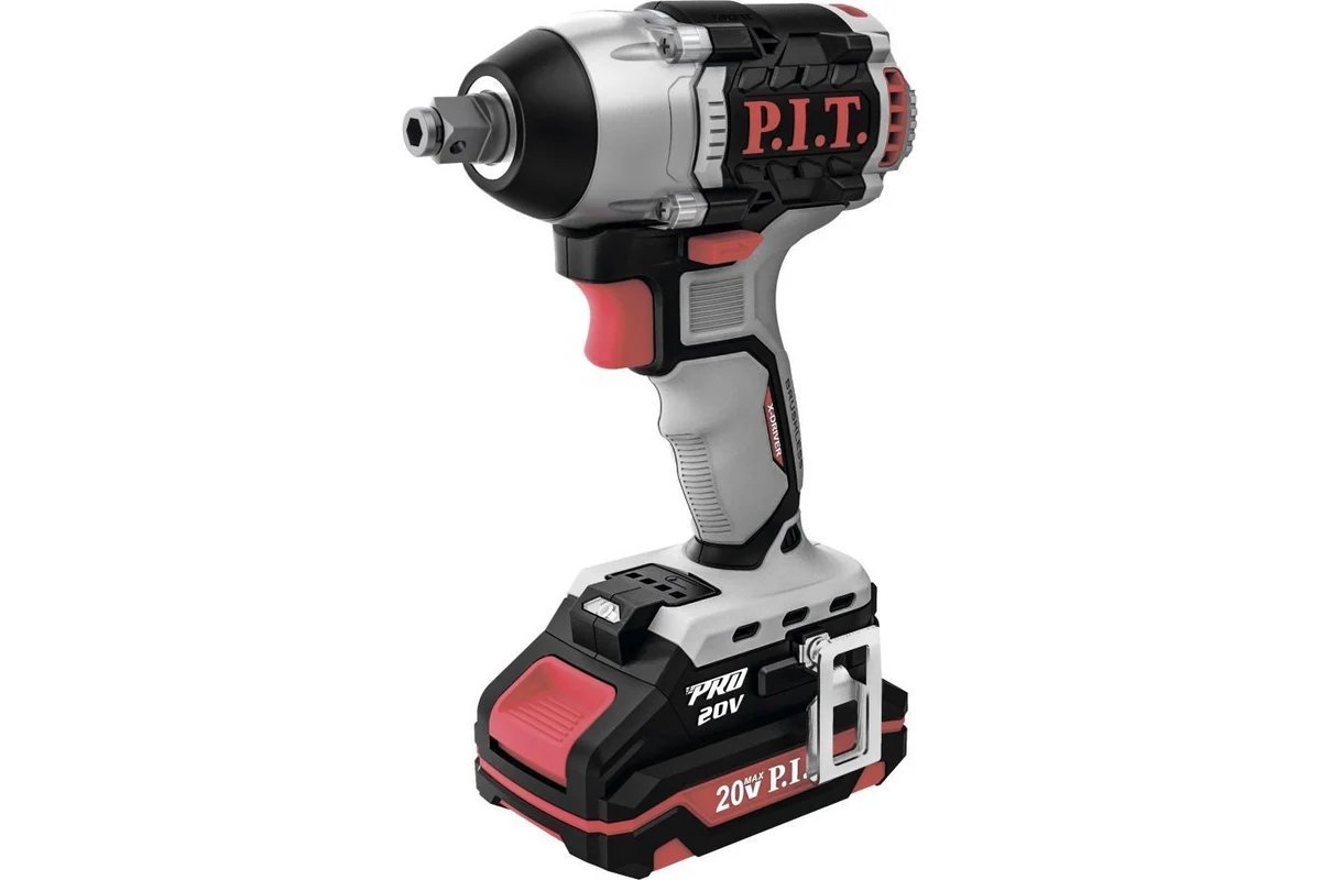 Гайковерт IMPACT аккум. бесщеточный P.I.T. PIW20H-300B/4 (20В, 300Нм, 1/2"+HEX 1/4", 1х4Ач, ЗУ,кейс)