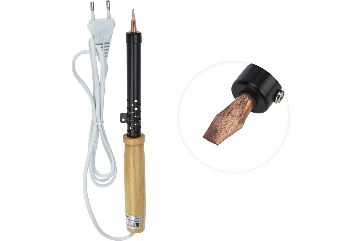 Паяльник ПД 100Вт/220V деревянная ручка ЭПСН (Китай), REXANT 12-0291
