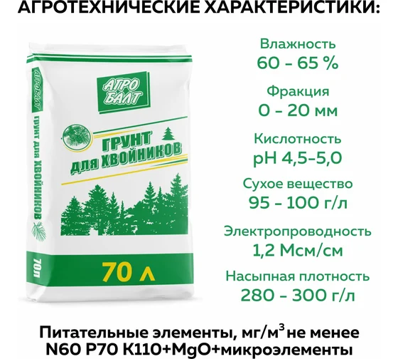 "Агробалт" Грунт для хвойных 70л (39)
