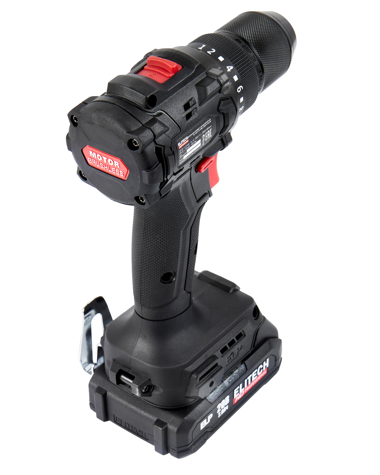 ELITECH CD 20SL2 Аккум.дрель-шуруповерт б/щёт, 20В 2х2.0Ач,БЗП-13мм, 0-500\2000об\м, 60Нм