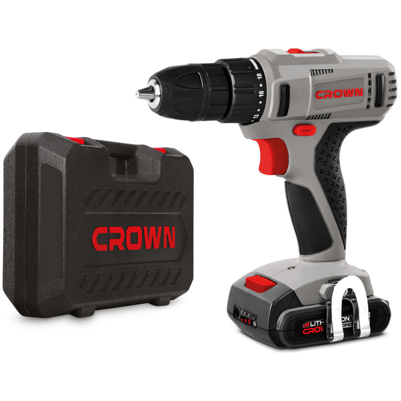 Аккум.шуруповерт CROWN CT21055L-1.5 BMC, 14,4Вт, 2х1,5АчLi-Ion, 0-400/0-1400 об/м, БЗП-10мм, 19-27Нм