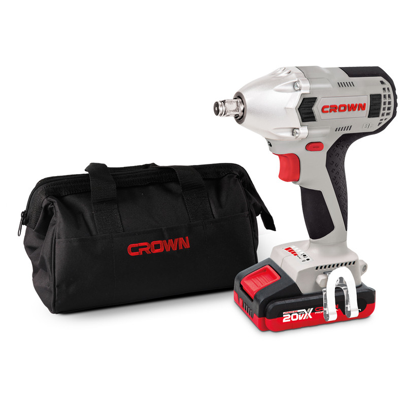 Аккумуляторный ударный б/щ гайковерт CROWN CT22015HX-2 TB 20В, 2х2,0Ач