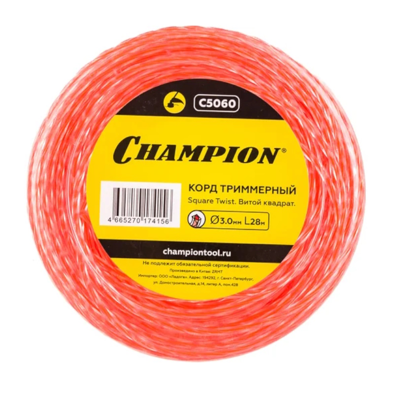 Корд трим.CHAMPION  Square Twist DUO 3.0мм *28м (витой квадрат)