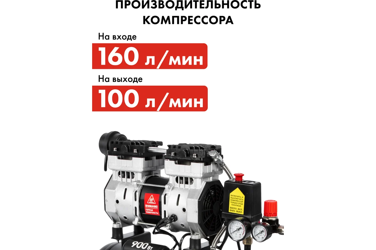 Компрессор поршневой безмасляный QUATTRO ELEMENTI PACIFIC-24 (160 л/мин, 24л, 1,2 л.с, 8 бар, 19кг, 
