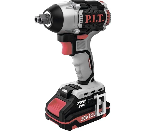 Гайковерт IMPACT аккум. бесщеточный P.I.T. PIW20H-300B/1 (20В, 300Нм, 1/2"+HEX 1/4", 1х2Ач, ЗУ,кейс)