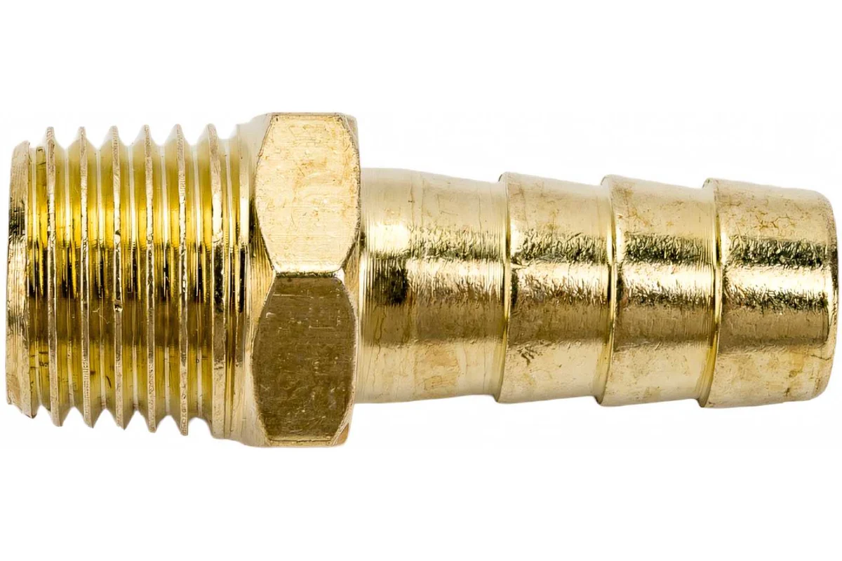 Соединение нар. резьба 1/4" х елочка 10 мм (латунь) ECO