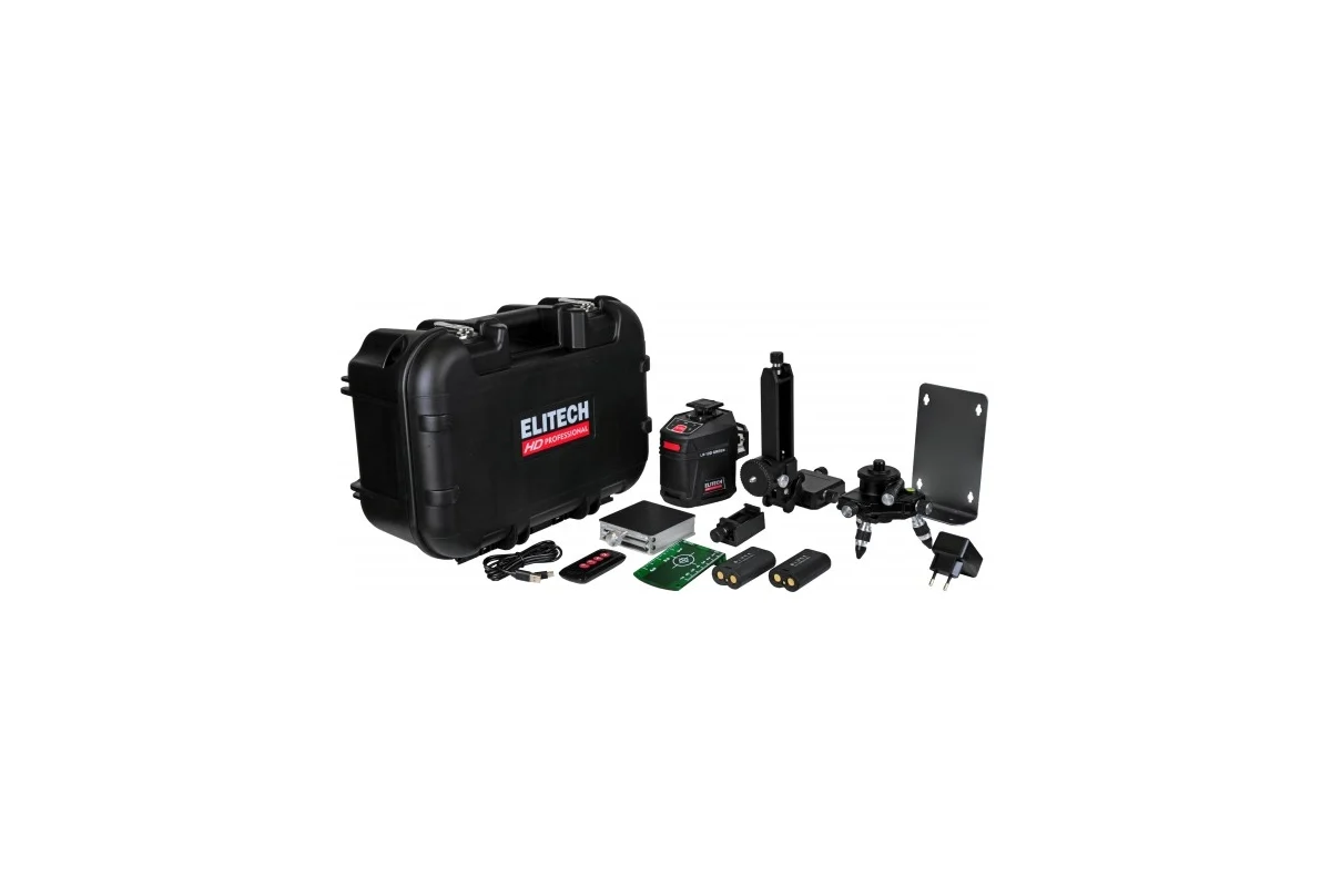 ELITECH HD LN 12D GREEN Нивелир лазерный,зеленый,25м,гор.1х360°\верт.2х360°,±0.2мм\м,1/4'',5/8",0.4к