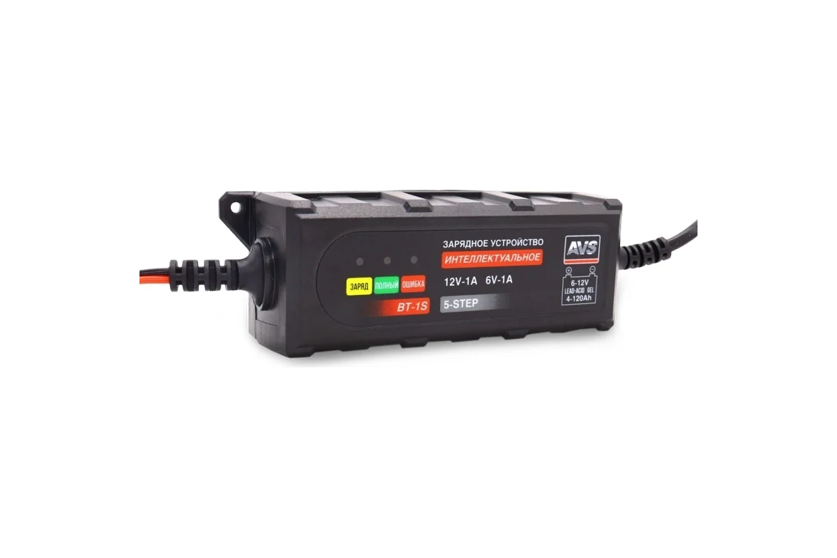 Зарядное устройство для автомобильного аккумулятора AVS BT-1S(1А,20W) 6/12V 