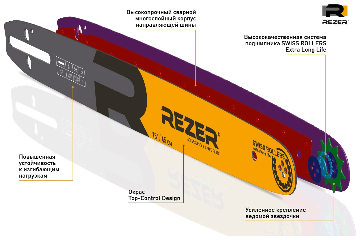 Шина 18"  0,325х1,3х72зв сварная (Парма 2М, 3; 18"-72зв.) //REZER
