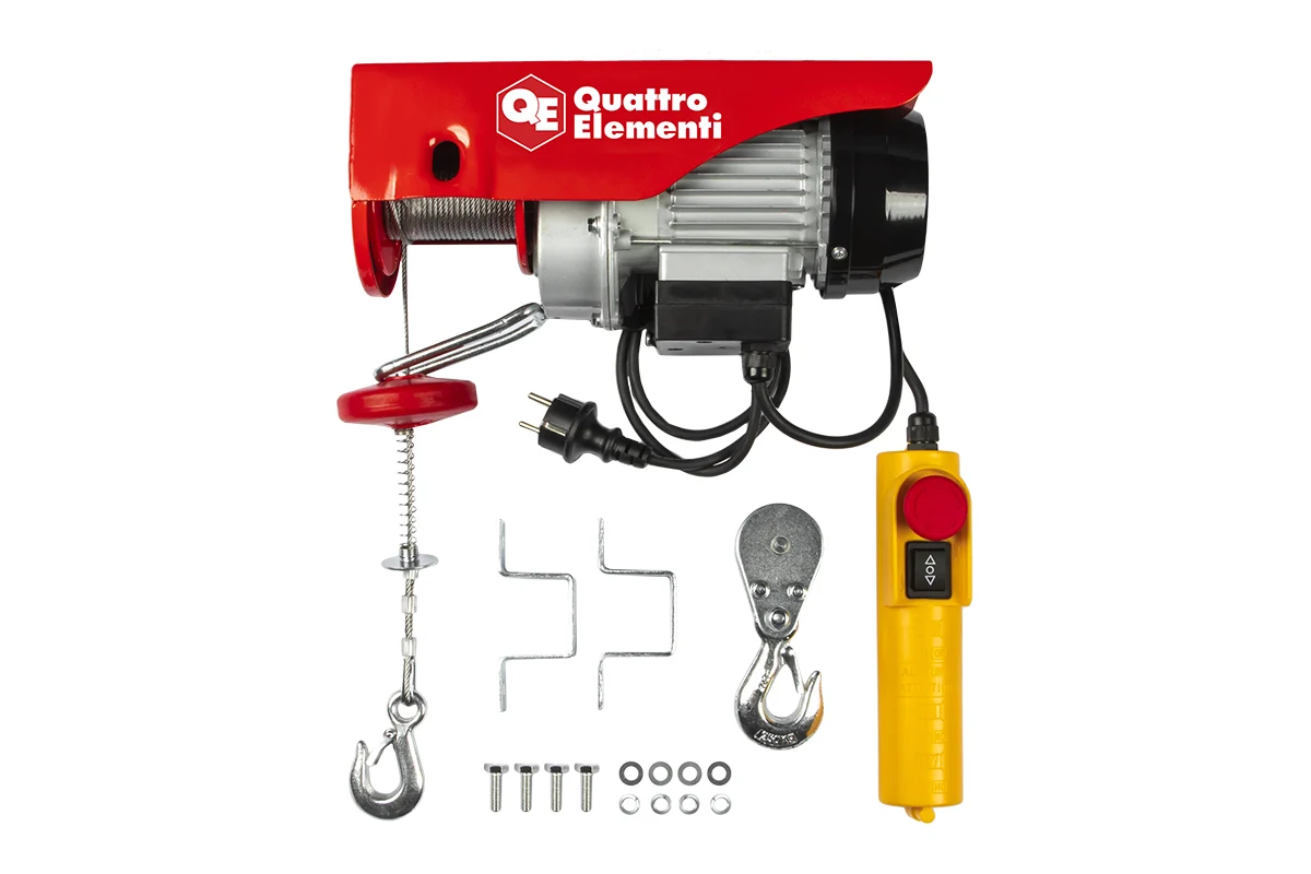 Таль электрическая QUATTRO ELEMENTI TL-250 550Вт, 125/250кг, трос 12м, блок полиспаст в компл
