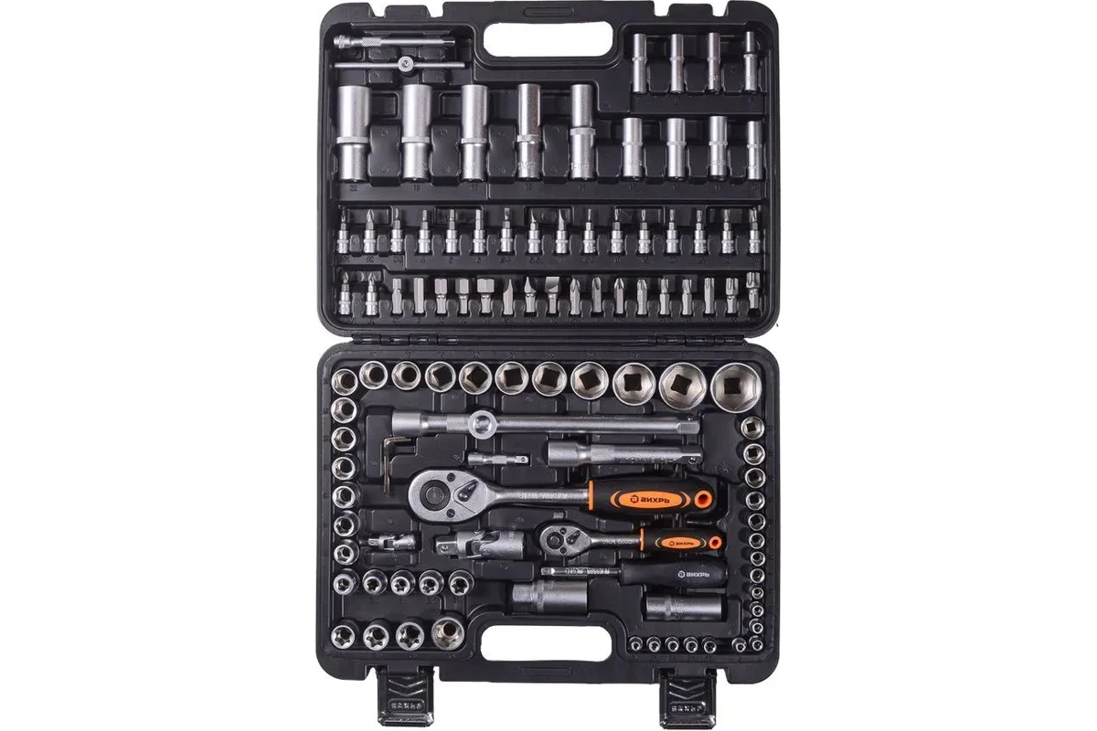 Набор инструментов, 1/2", 1/4", в кейсе 108 предм Вихрь